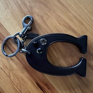 Coach leather bag charm black and gunmetal EUC